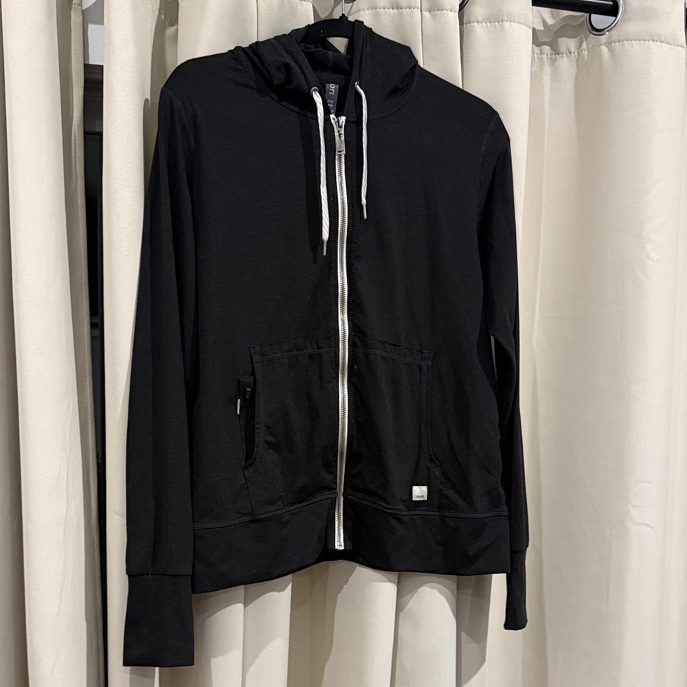 Vuori Black Hoodie with White Zipper EUC Size L